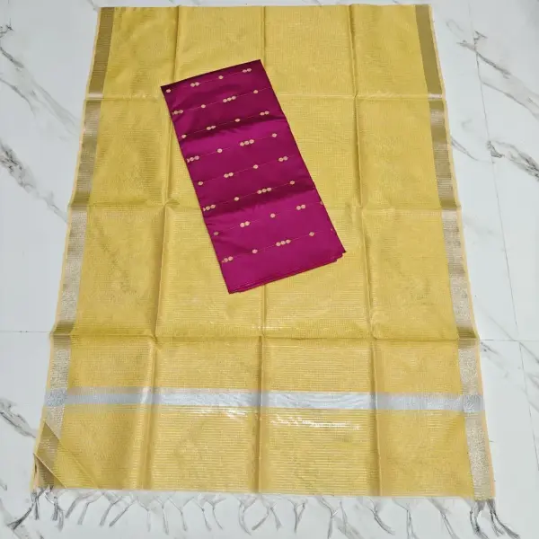 RAW SILK TOP & DARK YELLOW BANARASI DUPATTA