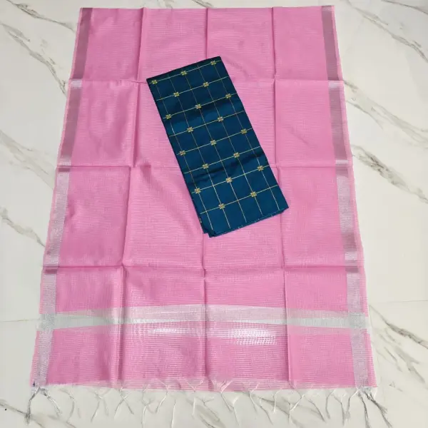 RAW SILK TOP & LIGHT PINK BANARASI DUPATTA
